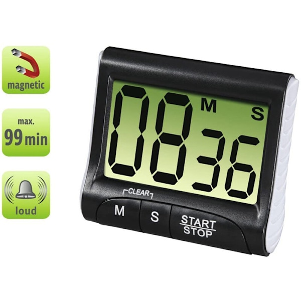 Display køkken timer magnetisk høj alarm på et reb madlavning timer til køkkenlærere studerende spil børnemøder, sort