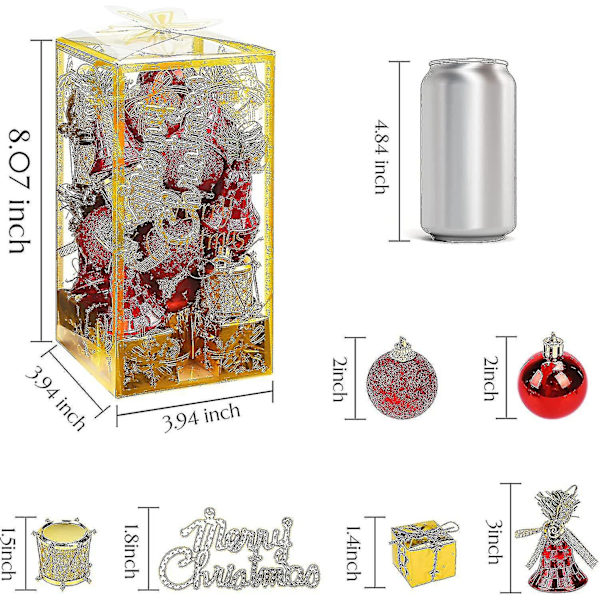 Julgransprydnader Set, 32st Mini jul röda och guld bollar dekorationer dekoration för julgranar (röd)