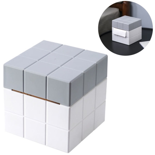 Creative Cube Tissue Box Tissue Box Paper Storage Box Tissue Box Cover Decorative Square Tissue Box Holder with Base, Gray