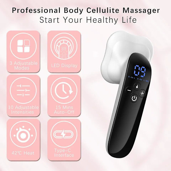 Kroppsskulpteringsmaskin, Cellulitmassager Uppgraderad 2.0, Handhållen Cellulitfettmaskin För Mage Armar Ben Midja Rumpa, 4 Massagehuvuden Större Kontakt