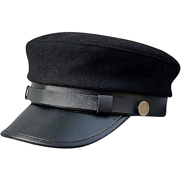 Förarhatt, förarhatt, klassisk brittisk flat top fiskehatt, retro newsboy hatt svart