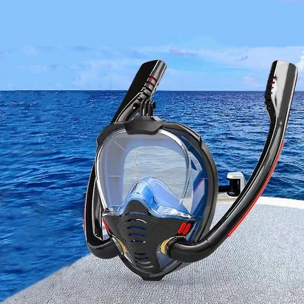 Frimansdykning Helmask Dykmask Anti-imma Förseglad Dykmask Dyktillbehör-4（L-XL，Svart）