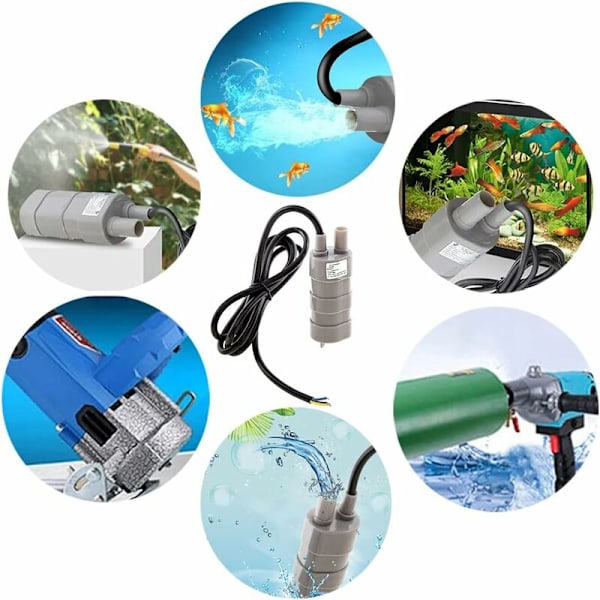 Nedsänkbar vattenpump, 12v nedsänkbar pump, 600L / H Mini elektrisk vattenpump brunnspump, för husbil, damm, akvarium, akvariefontän