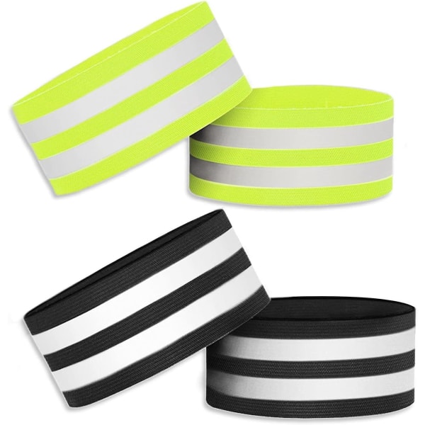 4 reflekterande tejp, reflekterande armband, självhäftande säkerhetsbälte (grönt, svart)