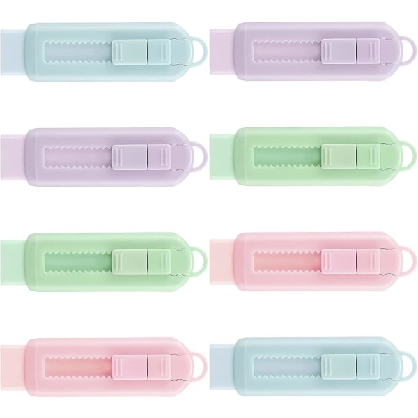 8 stycken glidande infällbar klick 4 färger söt pastell suddgummi push pull vackert suddgummi