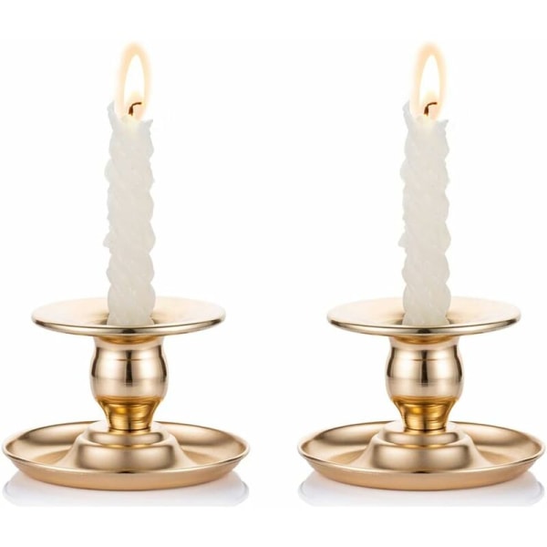 2-osainen kultainen messinkimetallinen kammiokynttiläteline, joka soveltuu kynttilöille, kynttilänjaloilla, teevaloilla ja pylväikynttilöille - ikkuna- ja vaippanäytölle