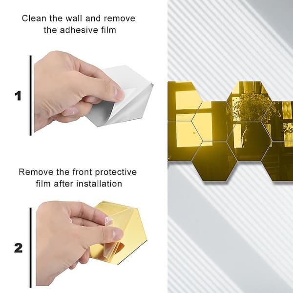 3D Akrylspegel Väggstickers för Vardagsrum, Hall, Sovrum & Hem Guld