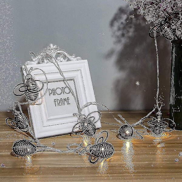 Zhongxin Solar Garden Lights, 15 Led Metal Honey Bee Fairy String Lights, Warm White Led, 2.85m/9ft, Vattentäta Utomhuslampor För Hem, Trädgård, Staket