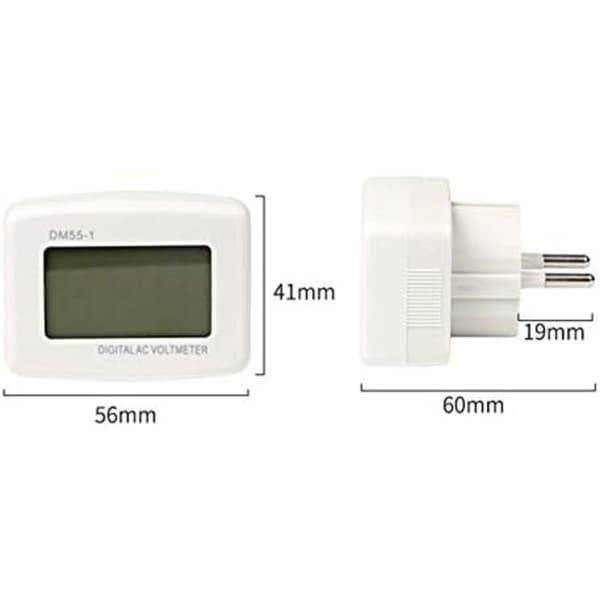 Blå baggrundsbelyst digital LCD voltmeter 220V, EU-stik spændingstesterpanel, DM55-1 AC 80-300V