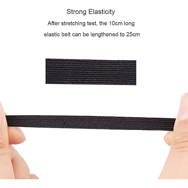 100 meter platt spandextråd, 0,39\" sytråd DIY stretchbandspolar svart