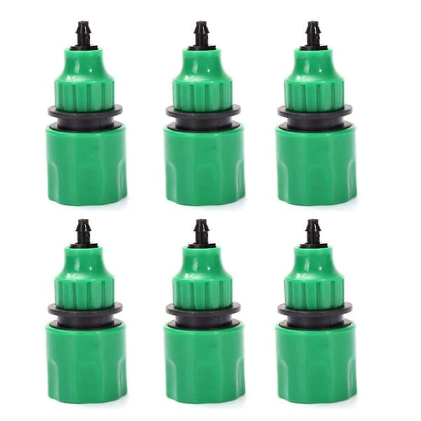 Envägsadapter för trädgårdsslang, krankoppling, passande för bevattning, 6-pack