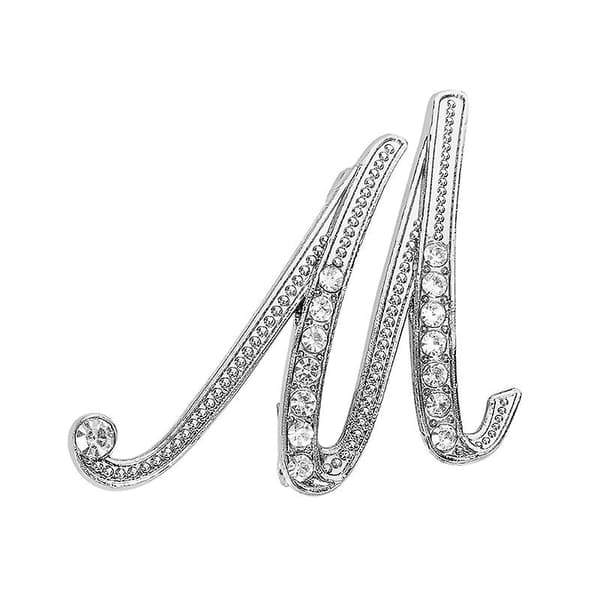5-pack broschnål med initialbokstav för kvinnor flickor bokstäver modebroscher kragnålar silver
