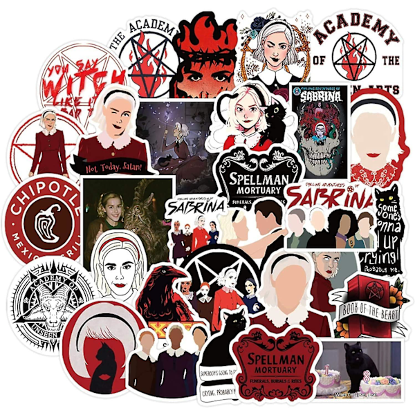 The Chilling Adventures of Sabrina -tarratarpaketti | 50 kpl Esteettisiä PVC-vinyyliä vedenkestäviä söpöjä Drnaso Sabrina Spellman -noitatarroja kannettavalle tietokoneelle, reppuun