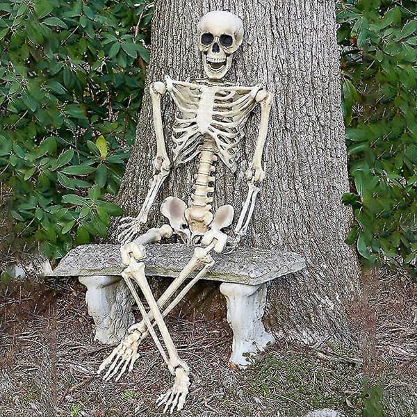 90cm Full Size Poseable Human Prop Skeleton Party Haunted House Decorations Halloween（90CM）