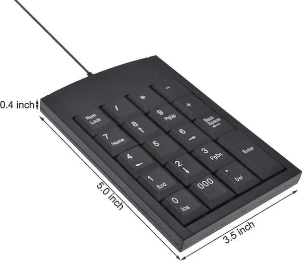 Hopfällbar USB-kabelnummertangentbord med 19 tangenter