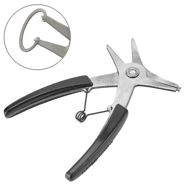 Fjäderlåsningstång Internt och externt 2 i 1 Tång Hårdvara Ringtång (svart+silver1st)