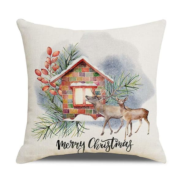 Bomullslinne Cover Print Cover Deer Print Soffa Kudde