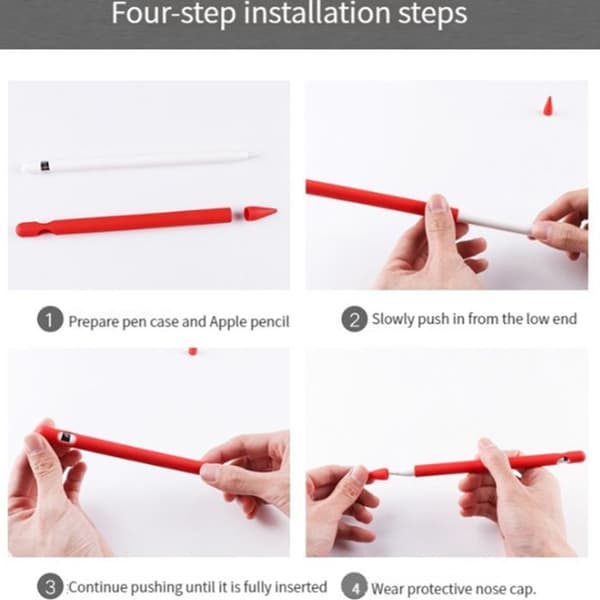 Set med 2 silikonöverdrag, halkfria, skyddande för Apple Pencil 1:a generationen.