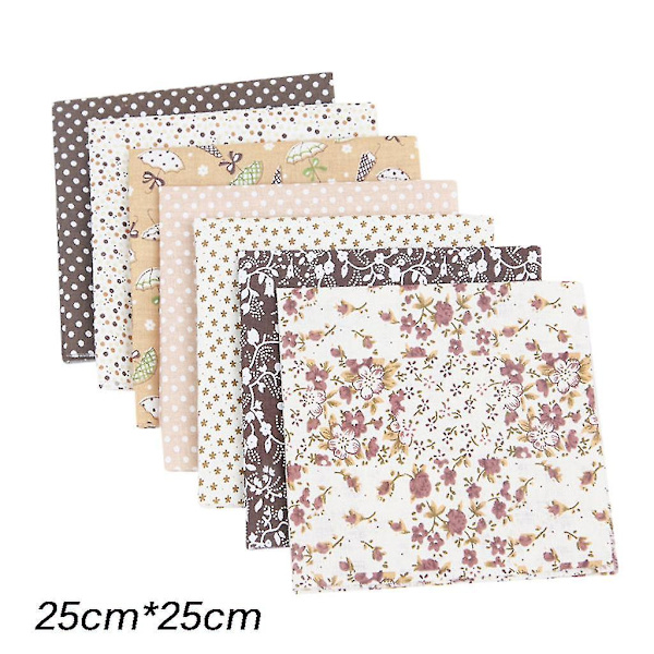7-pack Bomullstyg för Hantverk, Patchwork-Kvadrater, Quiltning, Syprojekt, DIY