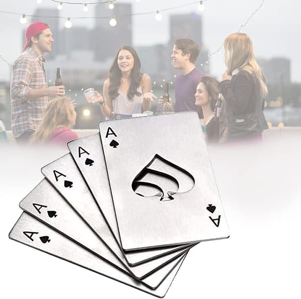 4-pack poker i rostfritt stål spelkortöppnare (silver)