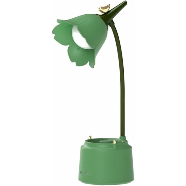 LED-skrivebordslampe til børn, USB-genopladelig blomsterfugle-bordlampe, læselampe med justerbart lys og berøringssensor, soveværelsesdekoration (lyserød)