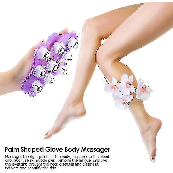 2 st Palmformade massagehandskar Kroppsmassageapparat med 9 360 graders rullar Metallkulor Slumpmässiga färger