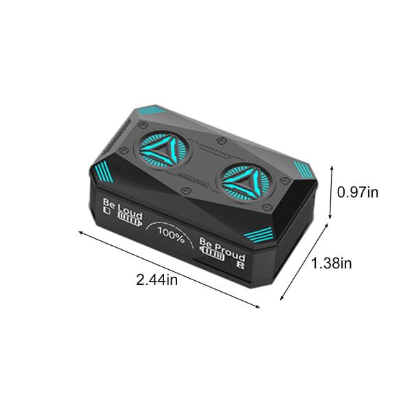Bluetooth-headset med digital display, färgglad RGB dynamisk ljuseffekt, trådlöst Bluetooth-headset i örat, svart