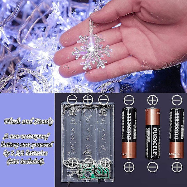 Led Creative Snowflake Light-10 meter 80 lampor-med blinkande batteri