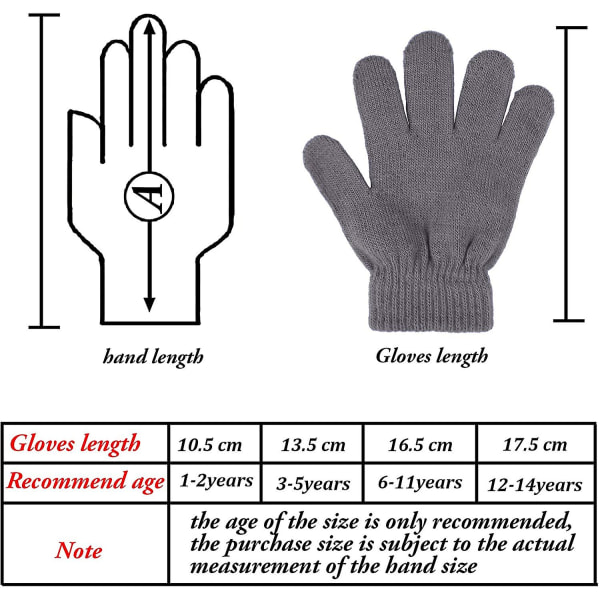 16 par Vinter Barn Warm Magic Gloves Full Fingers Stretchy Stickade Handskar