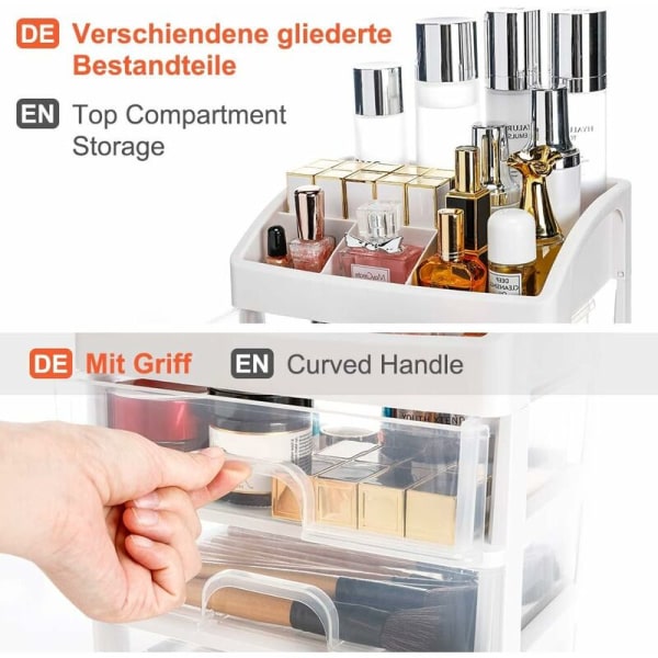 Klar plastik makeup organizer, 3-lags makeup børste opbevaring med lynlås, 4-lags opbevaring (fire lag)