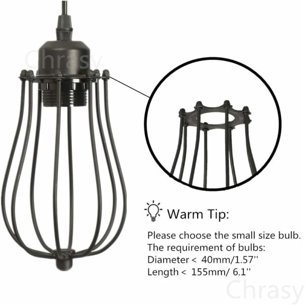 Retro vintage pendel pendel loftslampe bur lampe E27 fatning til spisebord, soveværelse, cafe bar, læsesal belysning