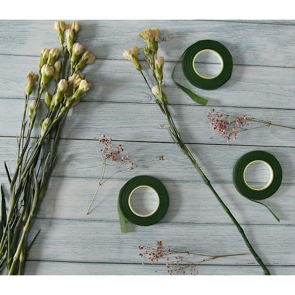 6 Rullar Mörkgrön Blomtejp (12mm Bred, 27,4 Meter/Rulle)