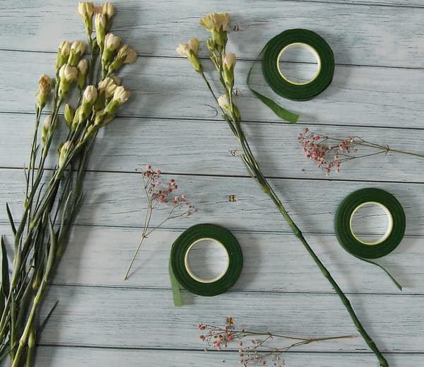6 Ruller Mørkegrøn Blomstertape (12mm Bred, 27,4 Meter/rulle)