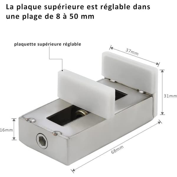 Sæt med 2 sikkerhedslåse til aluminiumsdørkarme og skydedøre + nøgle/børnesikring.