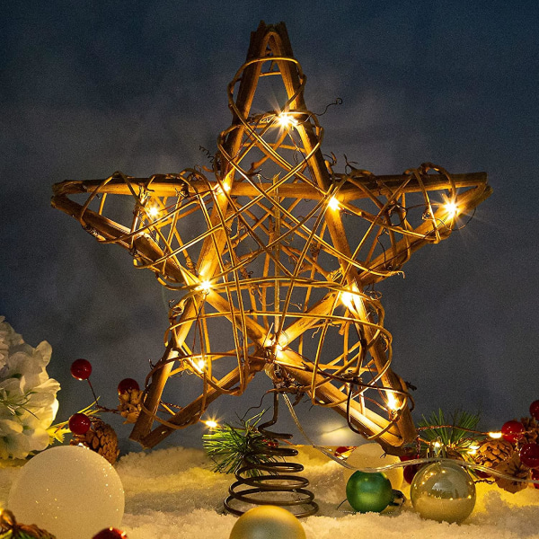 Rotting Star Julgran Topper Naturlig Star Tree Topper 10 tums julgran och semester säsongsdekoration Lämplig för allmän storlek julgran