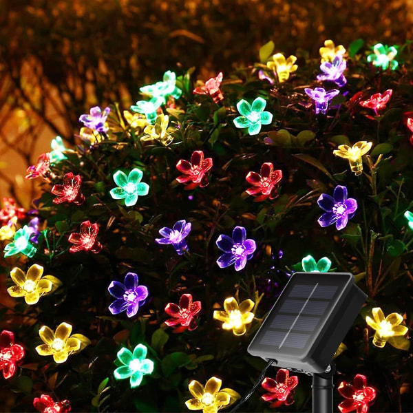 30led Solar String Lights Sakura Blommor för utomhus, vattentät Solar Led String Light med 8 lägen för trädgård, uteplats, jul och nyårsdekoration