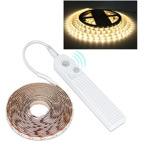 LED Light Strip with PIR Motion Sensor 3m Battery Operated Cabinet Light Warm White