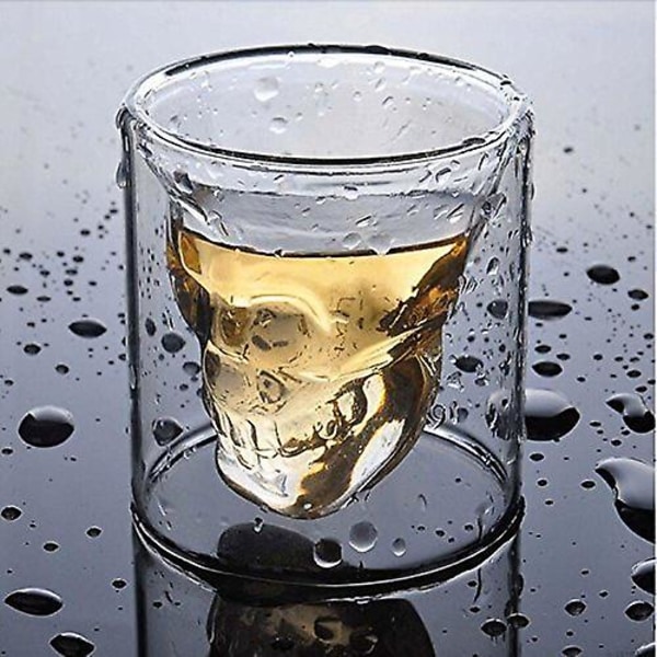 2st 75ml Crystal Skull Shotglass Skull Glas Cup, dubbellager Transparent Skull Pirate Shot Glasögon Dryck Cocktail