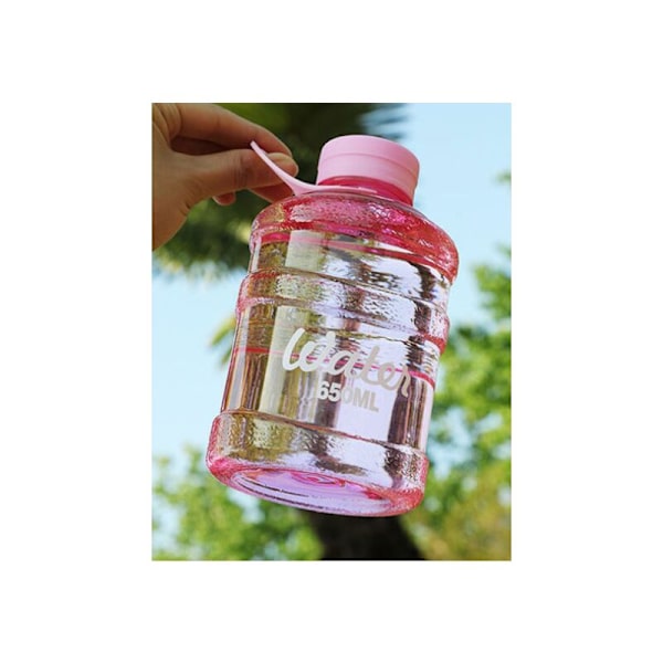 Mini Hink Plast Bubblande Vattenflaska Stor Kapacitet Sport Handkopp Läcksäker Vattenflaskor (Transparent Orange 650ml)