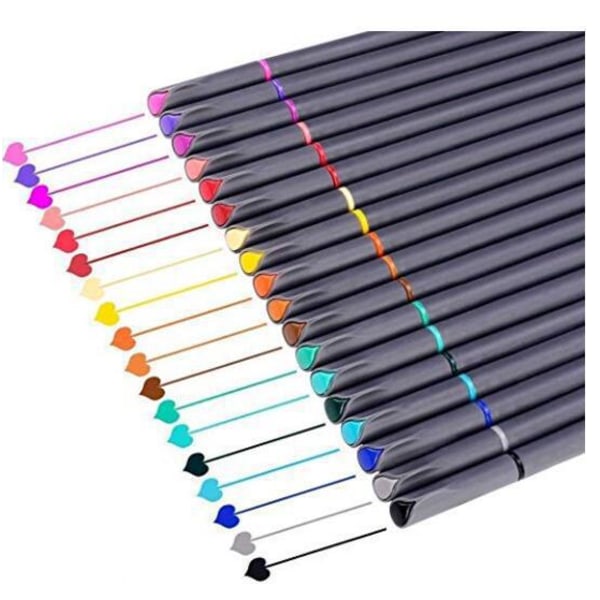 Dagboksanteckningspenna svart penna finspetsmarkör ritpenna 18 stycken（färg）