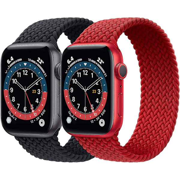 2 Pack Braided Solo Loop Sport Bands Compatible For Apple Watch Band 42mm 44mm 45mm Soft Stretchy Wristband Women Men Elastic Strap Compatible For Iwa