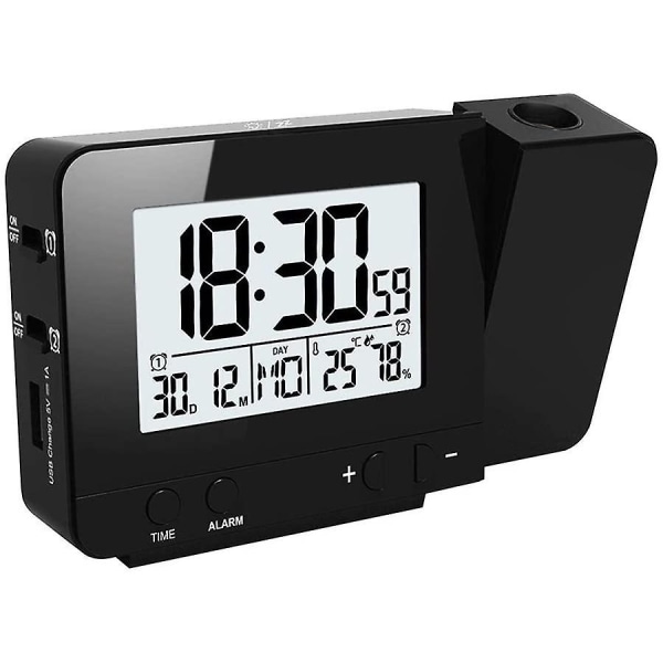 Projektionsväckarklocka digital klocka med tid och temperaturprojektion