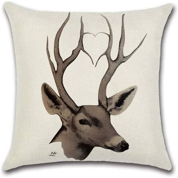 Set med 4 dekorativa kuddfodral för rådjur i polyester linne kuddfodral cover för soffa bil sovrum heminredning (45x45cm)