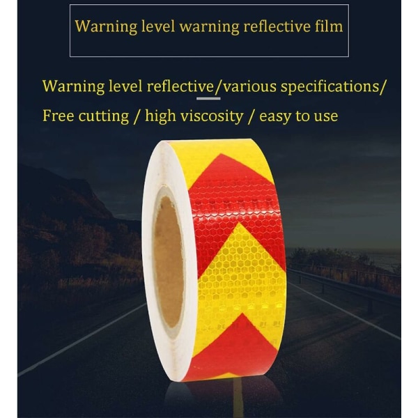 25M×5CM reflekterande tejp, reflekterande säkerhetstejp för orienteringspil, självhäftande säkerhetstejp-synlig varningstejp för fordon, cyklar, utomhus