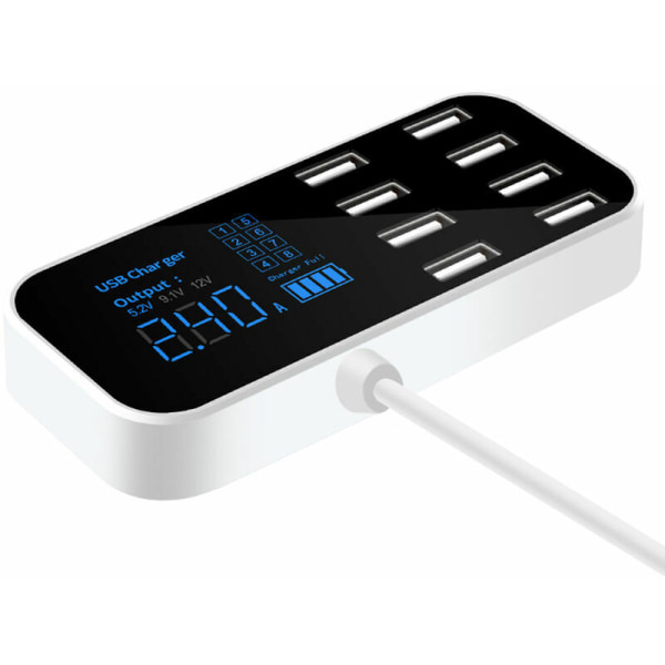 A9S Snabb billaddare 8-portars multi-USB LCD-display 12V USB-hub Telefonladdare för telefoner surfplattor DVR