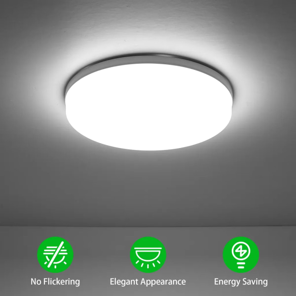 LED taklampa infälld 24W rund taklampa för kök sovrum matsal hall  (6500-7000K) 2160 lm- vit - Ø18 cm a884 | Fyndiq