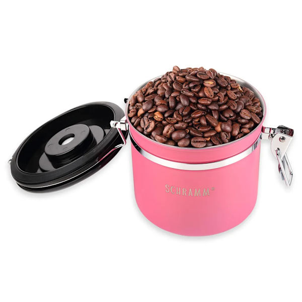 Schramm® kaffeburk 1200 ml i 10 färger med doseringssked Höjd: 12cm Kaffeburkar Kaffebehållare i rostfritt stål, färg:rosa