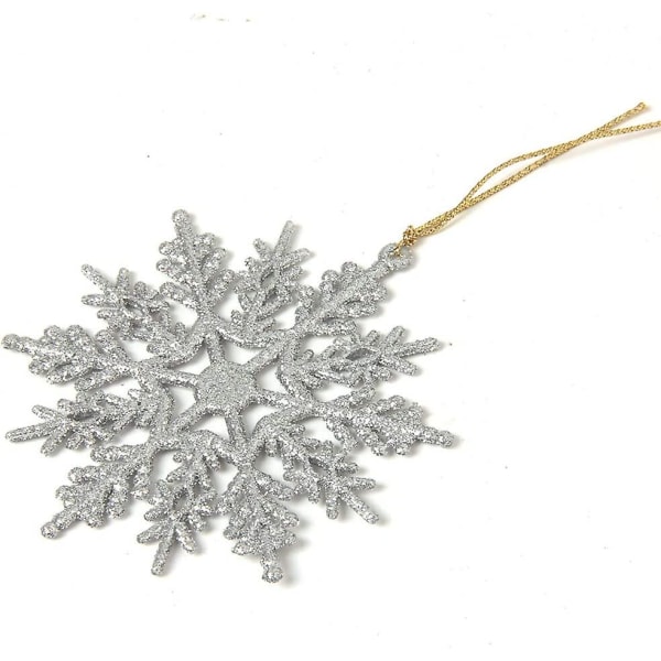 36 st plastglitter snöstjärnedekorationer glittrande silver iriserande glitter julgransdekorationer för dekoration hantverk och jul 4 tum