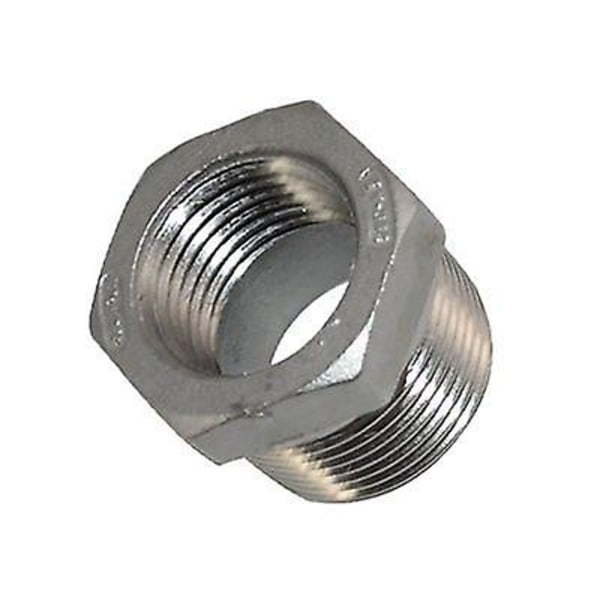 1 stk. 304 rustfrit stål reduktionsmuffe, han 3/4'' til hun 1/2'' Npt rørfitting