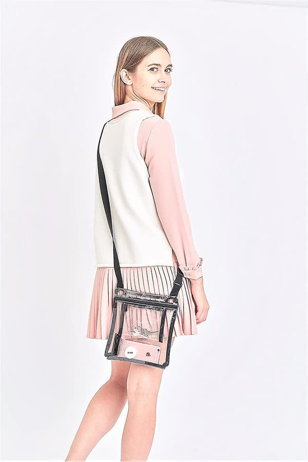 2-pack transparenta små handväskor, axelremsväska i transparent vinyl, transparent crossbody-väska